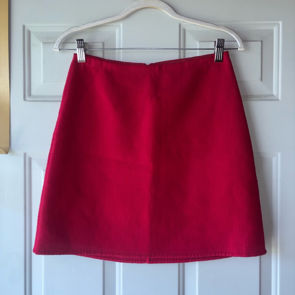 Theory red wool mini skirt size 2